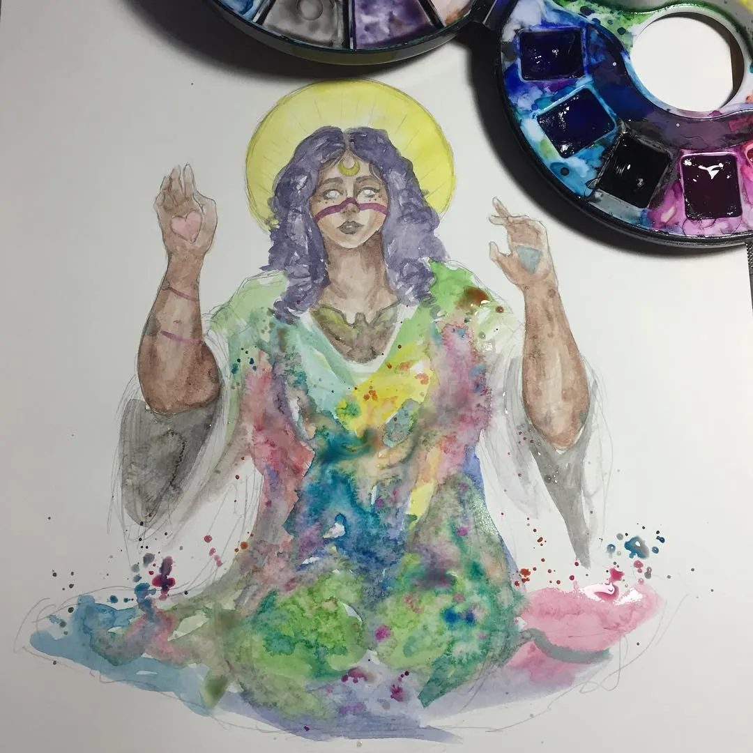 "A different type of Goddess, drying over night, inking tomorrow :)", a piece by Anguiano Art from the Instagram archive