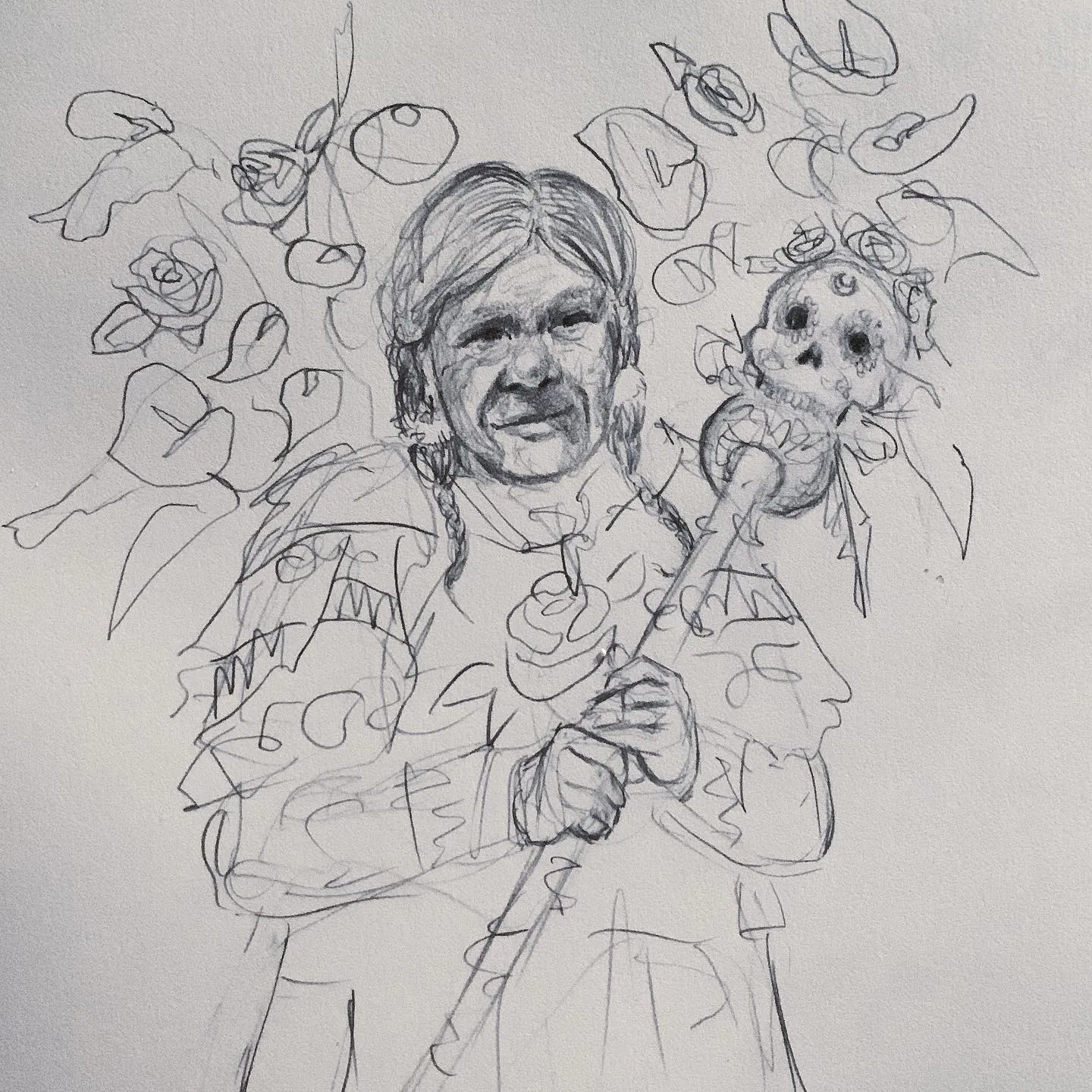 “Be back by midnight”. Mexican Fairy Godmother. A quick sketch of my next painting