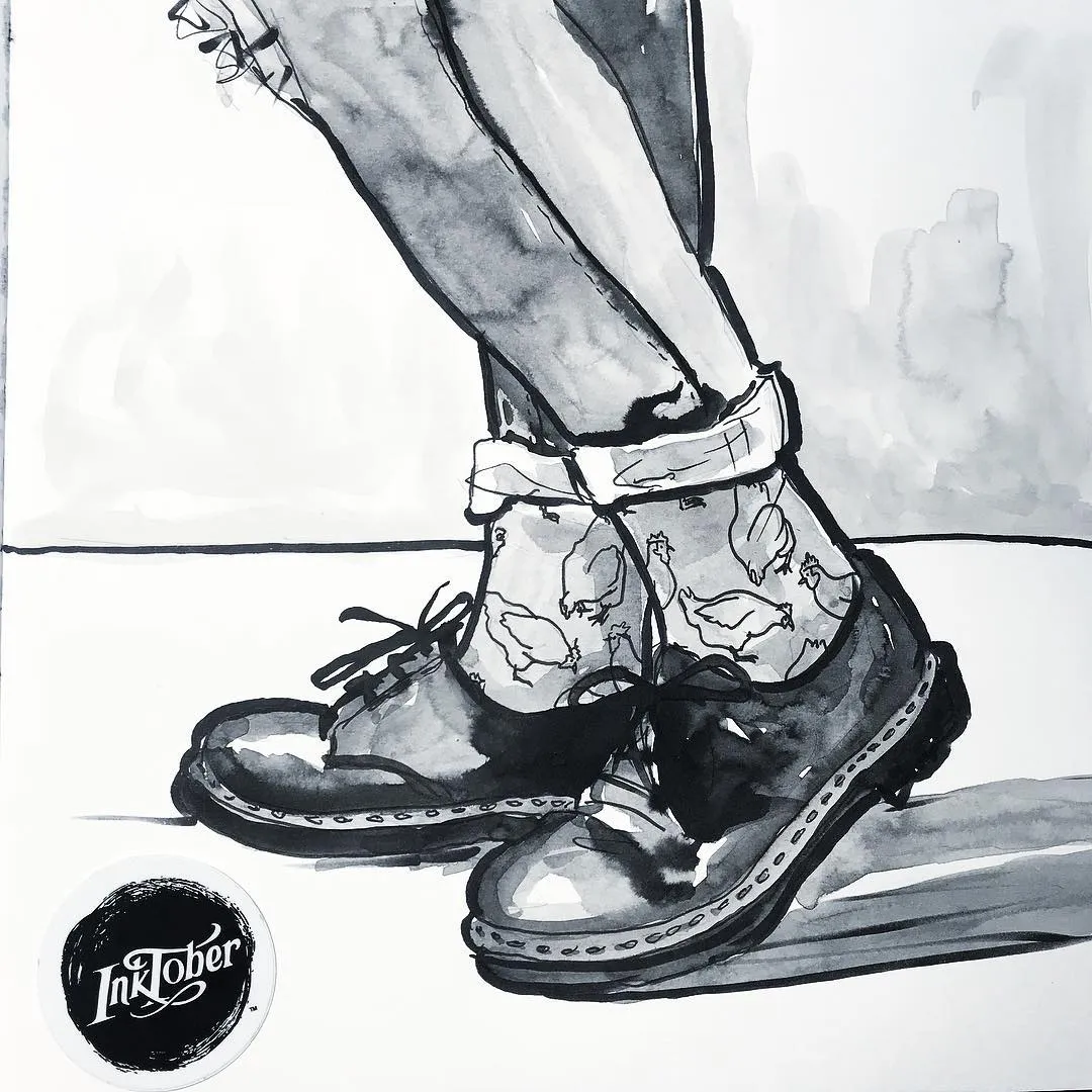 Day 05 of Inktober Chicken socks!! Theme was chicken so I drew chicken socks, also trying to catch up!!