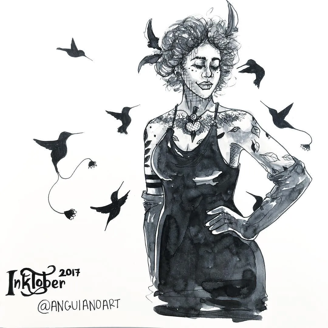 Day 13: Teeming! She had finally learned to love herself for who she was, it was only then that the hummingbirds flew around her... —�—�—�—�—�