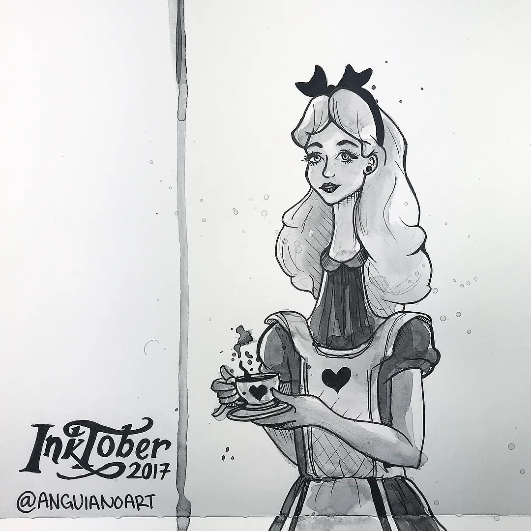Day 5: Long, inktober!! Any Alice in Wonderland Fans?! Remember to always keep a spare mushroom! —�—�—�—�—�