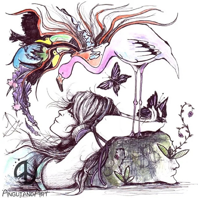"Doodle from 2012 never before posted :)", a piece by Anguiano Art from the Instagram archive