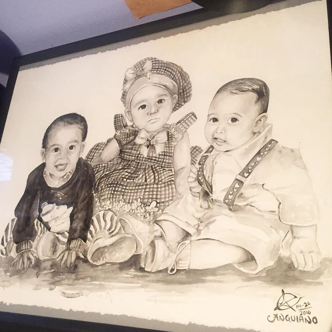 Gift for my Dad, my siblings and I around the same age. I merged three photos :)