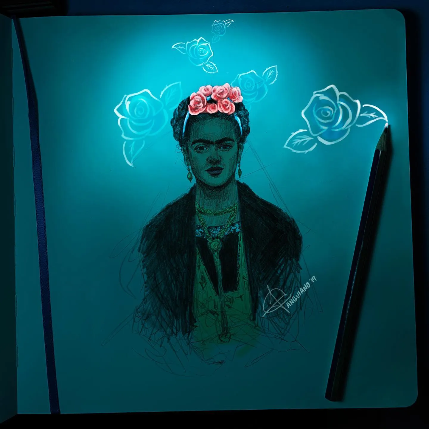 Glowing roses on Frida I’ve been to create a glowing sketch for a while now!