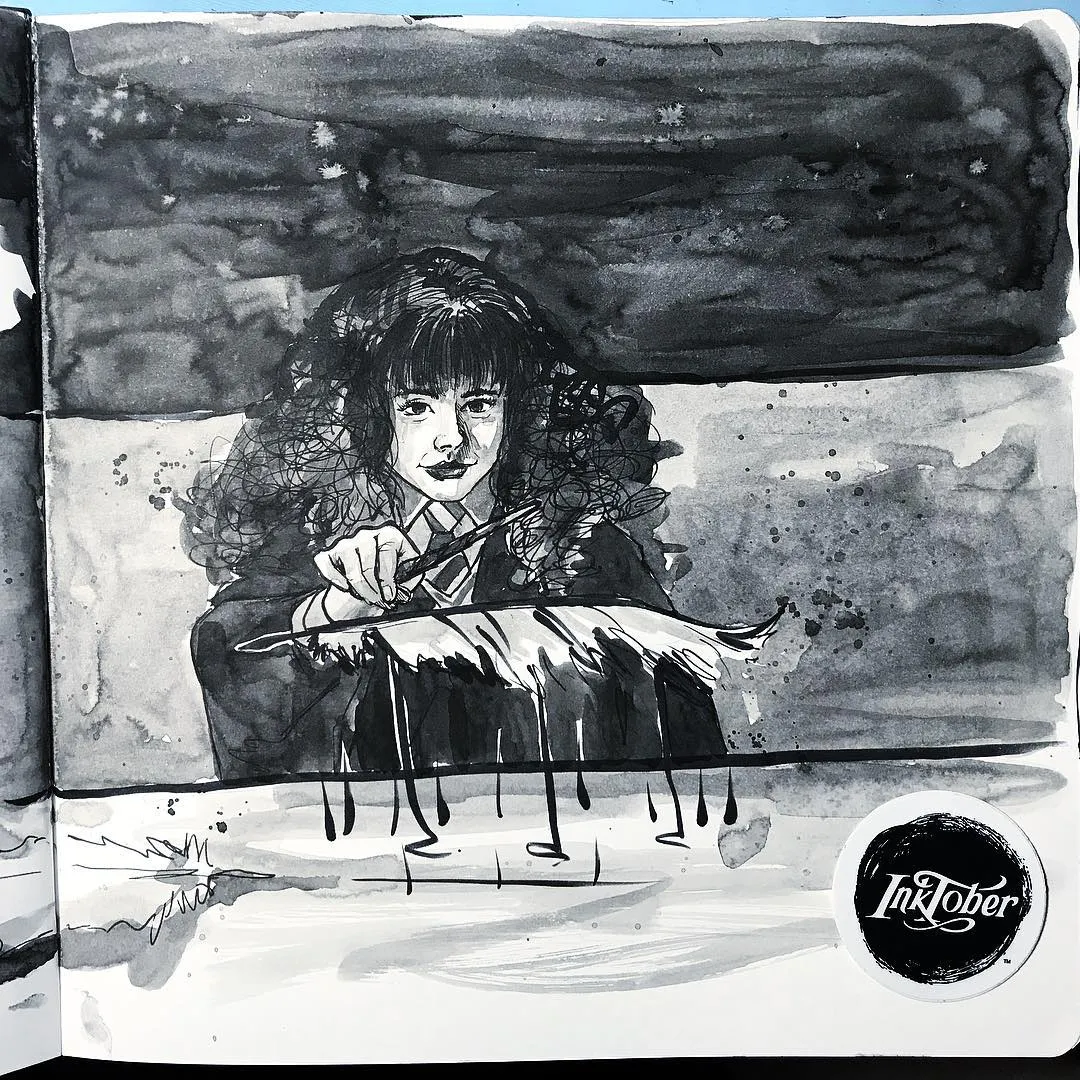 Inktober day 4, Spell, “it’s leviOsa not leviosA” Hermione has been one of my favorite characters from the Harry Potter series so I had to draw her!!