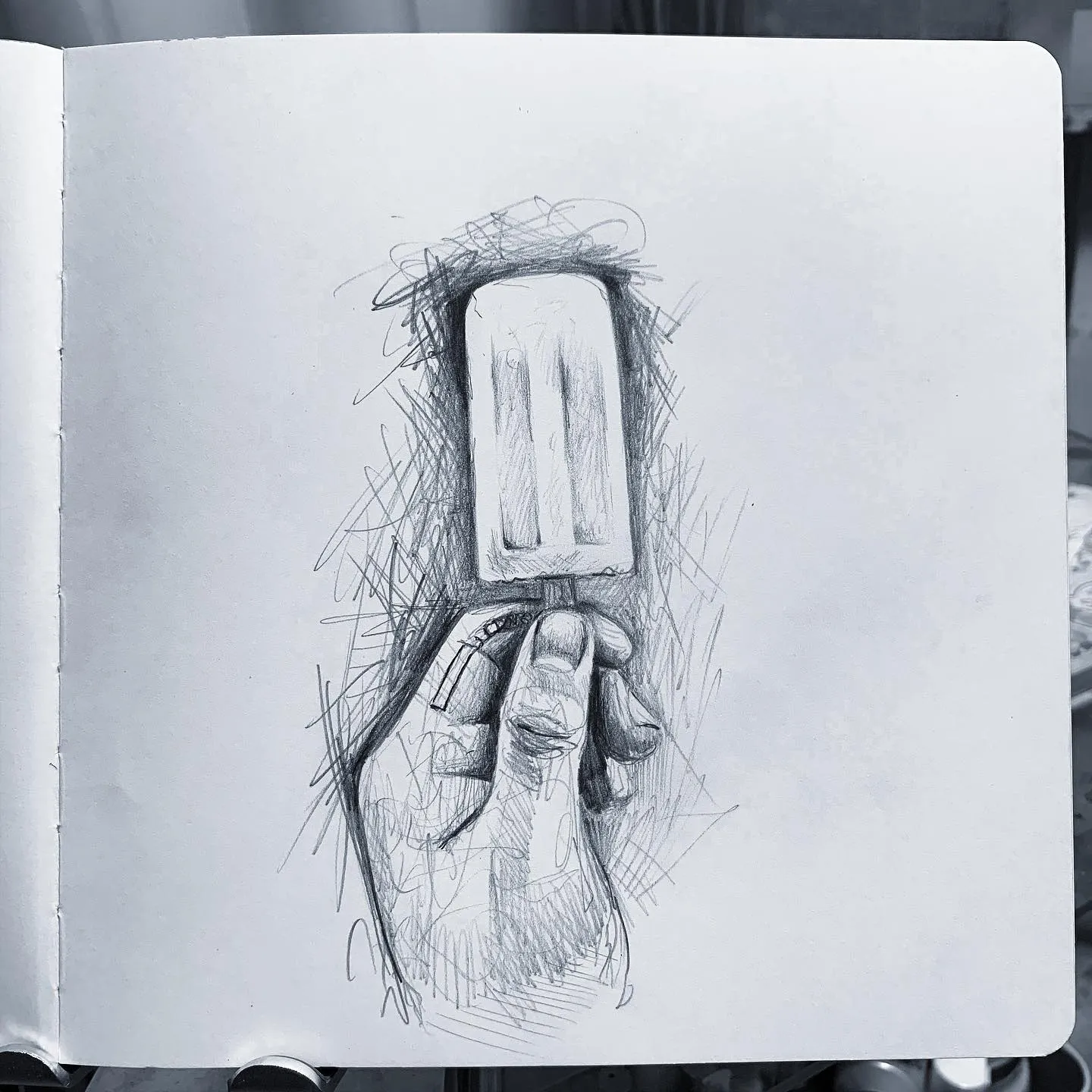 makes these interesting homemade paletas and he posts them on his IG story. I wish he could ship some over to LA but here’s a sketch because I was inspired by his story! This one is a Jalapeño Lime Paleta