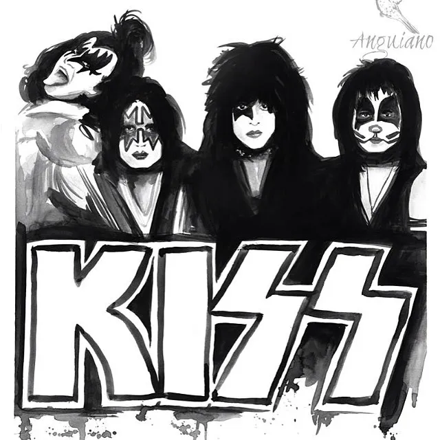 "Midnight doodles, Band Kiss", a piece by Anguiano Art from the Instagram archive