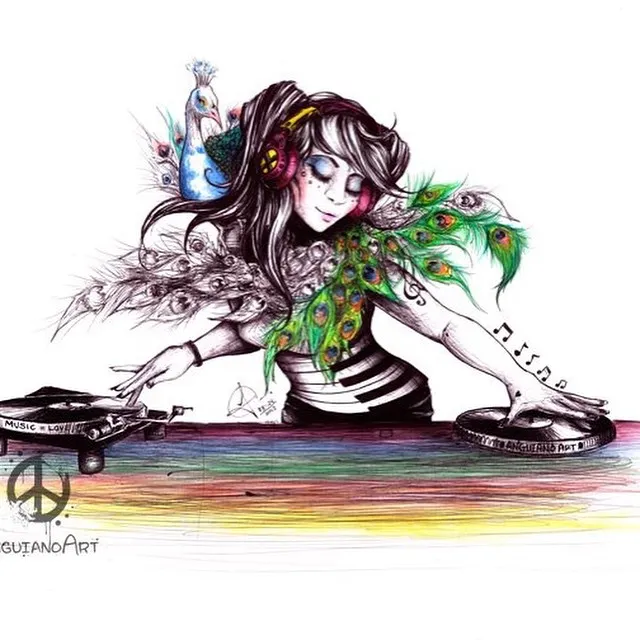"Music is Dreaming", a piece by Anguiano Art from the Instagram archive