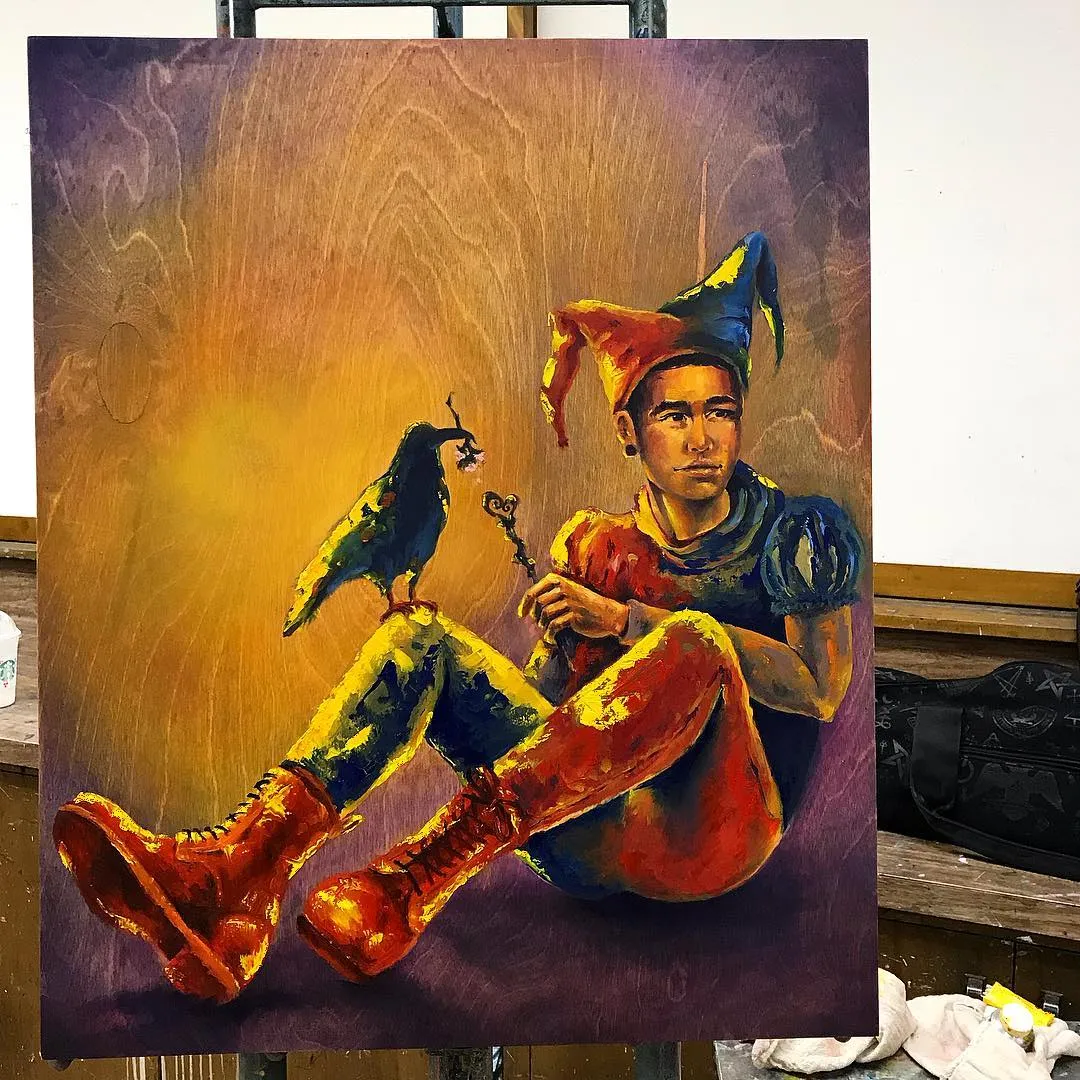 I think I’m finished with this one for now! It was definitely interesting painting with a palette knife on a wood panel surface