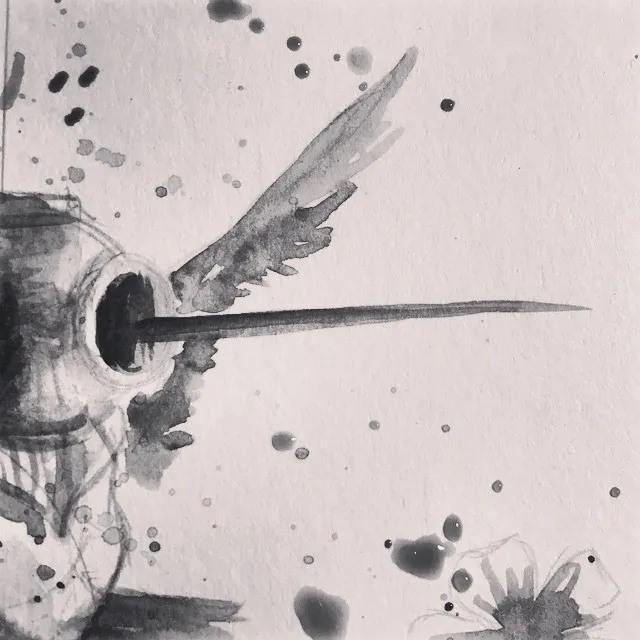 Preview of T-Shirt I'm working on, black on white shirts, would you rock out a diving hummingbird?! Let me know :)