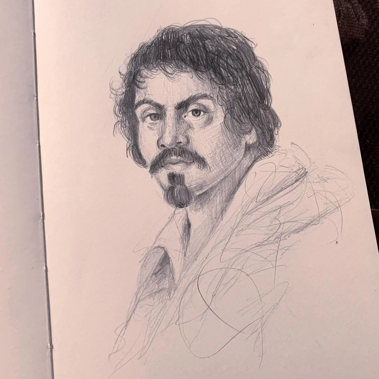quick sketch of a portrait of artist Caravaggio