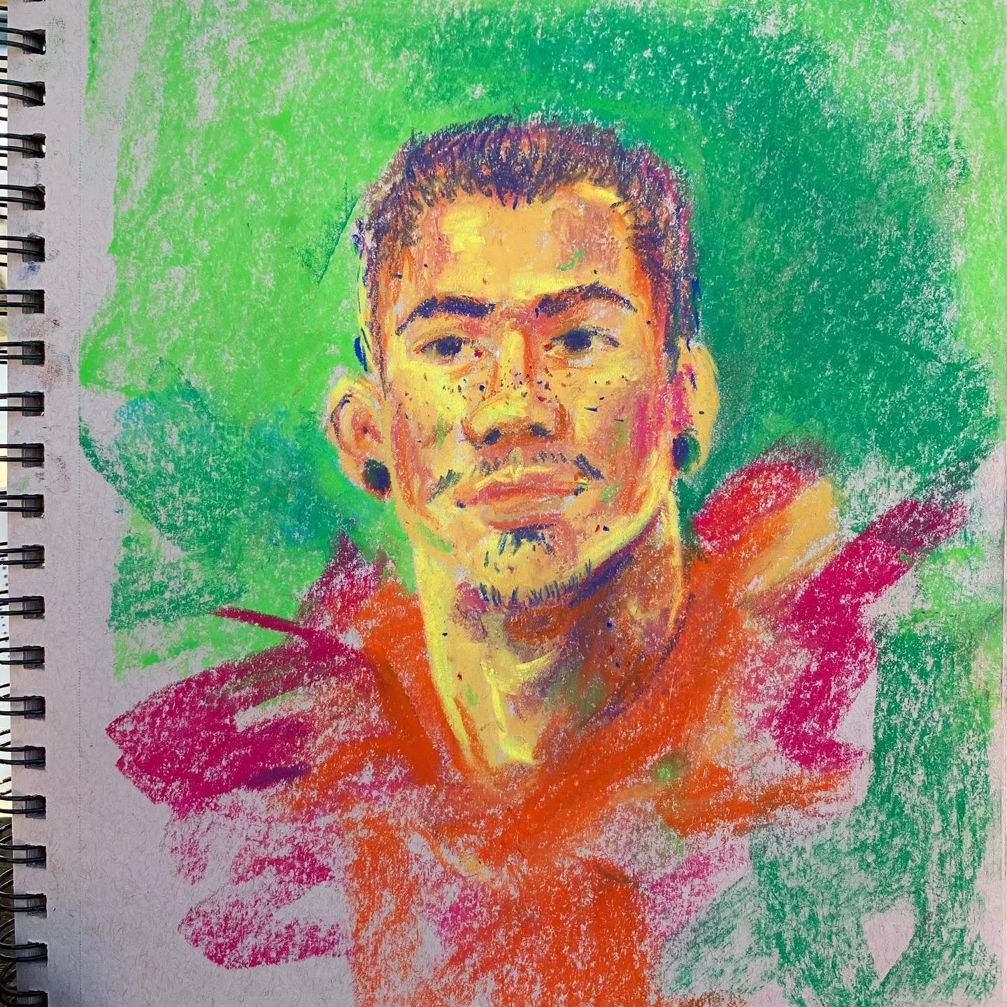 quick soft pastel doodle. Swipe ====> for a glimpse at how I usually start my portraits I like how scribbled lines become figures