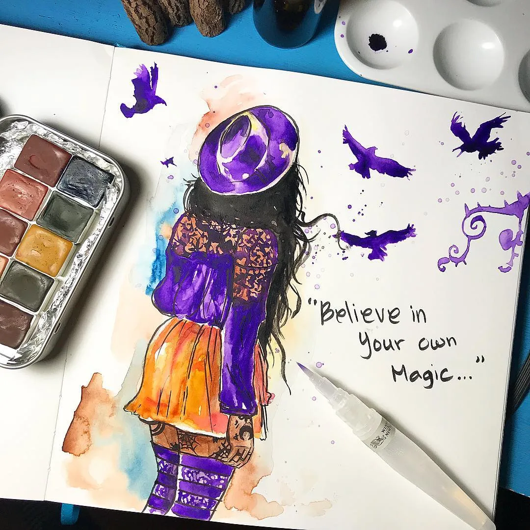 Sometimes you have to believe in your own magic!!! and Watercolors and brush pen in my