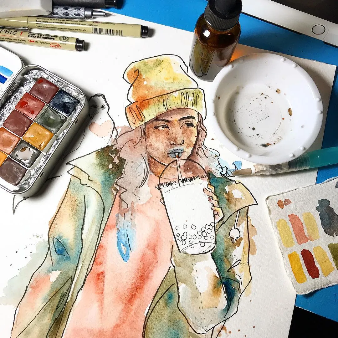 "Taro Smoothie Boba...‍️‍", a piece by Anguiano Art from the Instagram archive