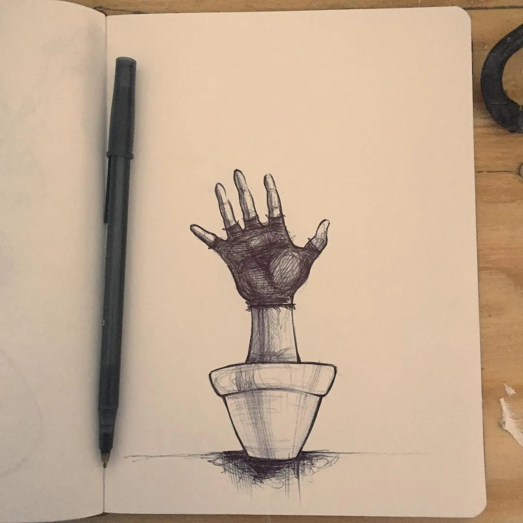 "That Plant Hand", a piece by Anguiano Art from the Instagram archive