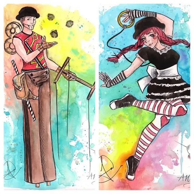 The Tangled Threads, my favorite artist duo performers from Portland!!! Miss you two!! Costumes designed by