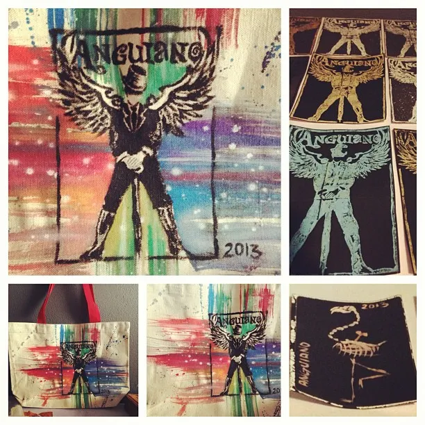 "Tote Bag, stickers, handpainted :)", a piece by Anguiano Art from the Instagram archive