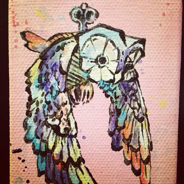 "Toy Owl :) mini canvas painting", a piece by Anguiano Art from the Instagram archive